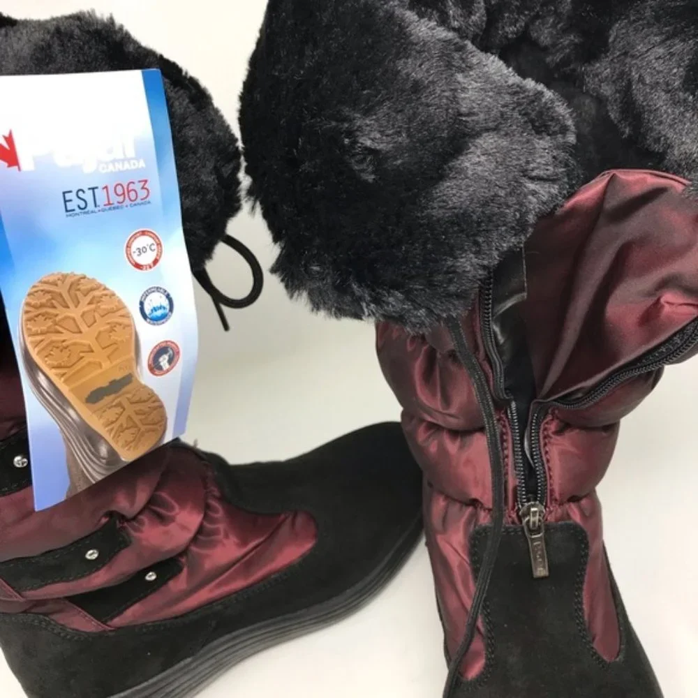 PAJAR Canada New BOOTS Fur Trim Wedge Front Zip Waterproof Winter Women's 10